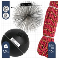 ZESTAW KOMINIARSKI DO CZYSZCZENIA KOMINA KULA SZCZOTKA FI 150MM LINA 10M