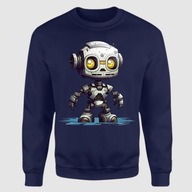 Granatowa Bluza M unisex "Robot" z nadrukiem futurystycznym, komfort i styl