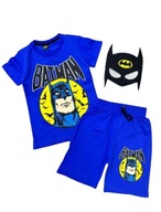 KOMPLET CHŁOPIĘCY BATMAN T-SHIRT + SPODENKI + MASKA R.140 (9-10 LAT)