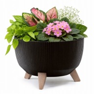 DONICZKA DO DOMU I NA TARAS CZARNA NA NÓŻKACH OGRODOWA PRĄŻKOWANA WIOSENNA