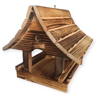Drewniany Karmnik dla Ptaków Góralski Opalany Duży Wytrzymały Budka Polski
