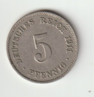 Niemcy-Cesarstwo 5 Pfennig 1911 J