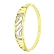 81875 BRANSOLETKA 14K POZŁACANA 57/12 MM sztywna bangle z cyrkoniami