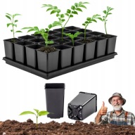 ZESTAW 24 DONICZEK PRODUKCYJNYCH 0,8L Z TACĄ 60x40 CM DO ROZSAD POMIDORÓW