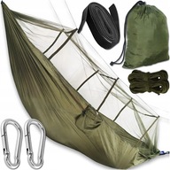 HAMAK Z MOSKITIERĄ TURYSTYCZNY SURVIVALOWY PIKNIKOWY WODOODPORNY DO 180 KG