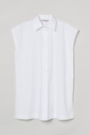 H & M biała koszula oversize długa tunika quiet luxury elegancka kamizelka