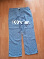 EAST BŁĘKITNE LNIANE SPODNIE XXL 44