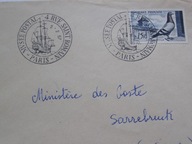 Francja - list do Ministra Poczty Saary 1957 r - Mi. 1119 st. okoliczn.