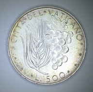 .WATYKAN, PAWEŁ VI, 500 LIRÓW. Ag 35