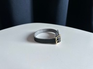 bransoletka skórzana skóra naturalna czarna złota sprzączka punk rock biker