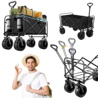 WÓZEK SKŁADANY TURYSTYCZNY OGRODOWY TRANSPORTOWY KOŁA TERENOWE SIATKA 120 L