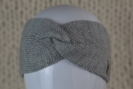 Wełniana opaska na głowę, rozmiar L, 100% wełna merino, jasno szara, szary
