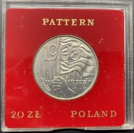 PRL, 20 złotych 1980 Łódź 1905 – PRÓBA, miedzionikiel, stan 1, Pudełko