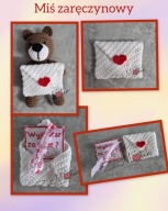 Miś ZARĘCZYNY handmade szydełko haft Koperta na pierścionek PREZENT WALENTY