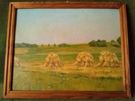 Stary obraz olejny malowany na kartonie