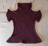 Fioletowa mieniąca się sweterkowa bluzka z golfem