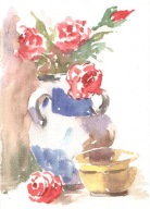 = Obraz =martwa natura=akwarela=owoce=