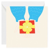 Kartka okolicznościowa na Boże Narodzenie - Ręce z Prezentem - 14x14 cm