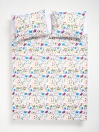 Komplet Pościeli 200x220 cm biała kwiatowa 100% bawełna + 70x80 cm