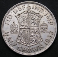Wielka Brytania 1/2 korony 1939 - król Jerzy VI - srebro