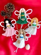 Aniołki - ozdoby choinkowe z makramy