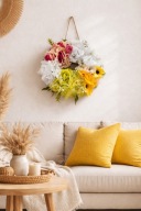 Wianek stroik wielkanocny wiosenny naturalny rękodzieło z sercem