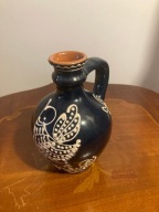 Sygnowany wazonik/dzbanuszek ceramiczny – rękodzieło, malowany ptak