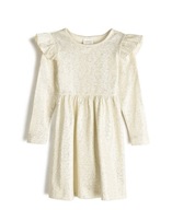 Metaliczna złota sukienka z falbankami dla dziewczynki elegancka 110 5 lat