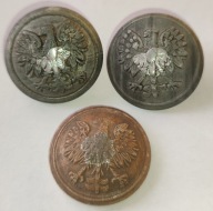 Polska guzik wojskowy PRL 3 szt. śr. 24,7 mm