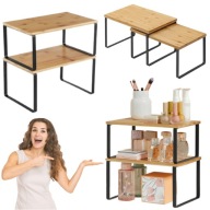 PÓŁKA KUCHENNA STOJĄCA NA BLAT NA PRZYPRAWY NABLATOWA DREWNIANA ORGANIZER