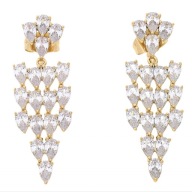 65068 Kolczyki 18K pozłacane 41/13 MM eleganckie z kryształkami