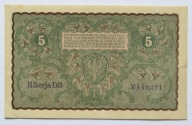 5 Marek Polskich 1919 II Serja DB stan -I/+II