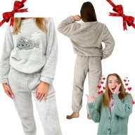 PIŻAMA DAMSKA DWUCZĘŚCIOWA CIEPŁA GRUBA PREZENT NA WALENTYNKI DLA NIEJ S