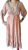 Sukienka maxi boho brzoskwiniowa r.uniwersalny