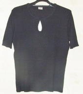 Bluzka sweterek czarna prążek dekolt łezka 42/44