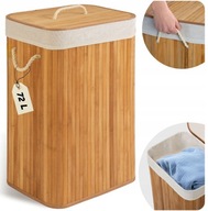 DUŻY KOSZ NA PRANIE CIUCHY BAMBUSOWY NATURALNY 72L NA UBRANIA DO ŁAZIENKI