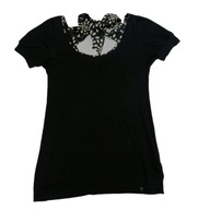 BLUZKA DAMSKA CZARNA Z KOKARDĄ ROZM.40__