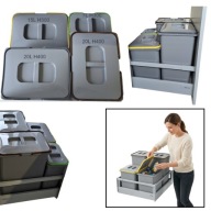 ZESTAW 4x KOSZ POJEMNIK NA ŚMIECI BUTELKI ODPADY DO SZAFKI SORT BLUM 62L