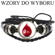 Skórzana bransoletka - Grupa Krwi - regulowana - oczko 20mm - MP.01
