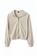 Kremowa welurowa bluza z kapturem Gina Tricot S rozpinana Y2K cozy