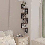 PÓŁKA NAROŻNA PIĘCIOPOZIOMOWA DREWNIANA WISZĄCA 19,5 X 19,5 X 1,5 CM