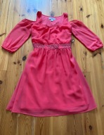 Bonprix Premium łososiowa ćwieki sukienka odkryte ramiona 38