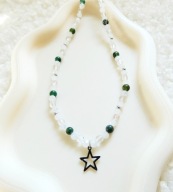 Naszyjnik koraliki szklane kamienie naturalne awenturyn OlczykJewellery