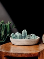 Kaktus Glow XL – świeca z zielonymi kaktusami w pojemniku postarzanym