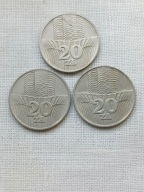 Stare monety 20 zł - 1973 - 76 r, 3 szt.
