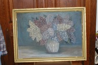 Bzy w wazonie - przedwojenny obraz sygnowany