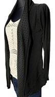 Czarny rozpinany sweter kardigan z wiskozy przepiękny tył z koralikami r XL