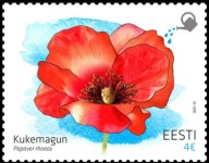 Estonia 2021 Znaczek 1014 ** kwiaty mak