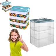 POJEMNIK PLASTIKOWY NA KLOCKI ZABAWKI PUDEŁKO ZAMYKANE ORGANIZER 3-PIĘTROWY