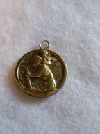 Stary medalik z mosiądzu, św. Krzysztof